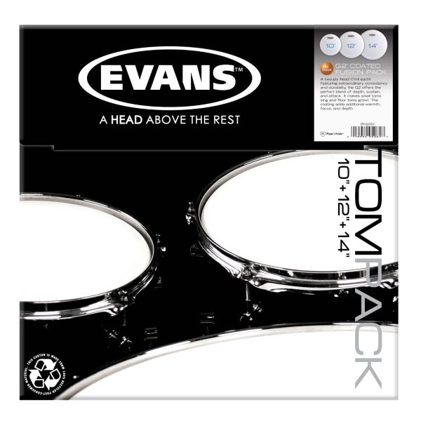 Evans G2 Tompack, Coated, Fusion (10 inch, 12 inch, 14 inch) Fashion