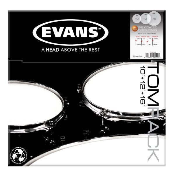 Evans G2 Tompack, Coated, Rock (10 inch, 12 inch, 16 inch) on Sale