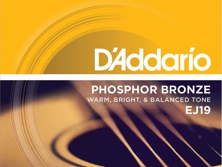 D Addario EJ19 Phosphor Bronze Acoustic Guitar Strings, Bluegrass, 12-56 For Sale